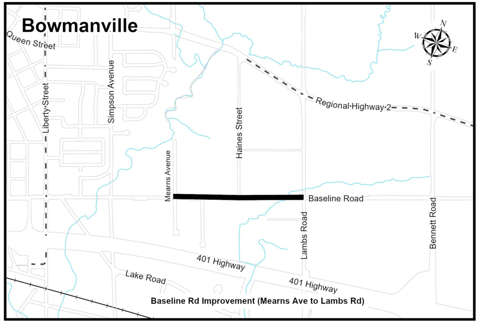 Map showing the proposed work area
