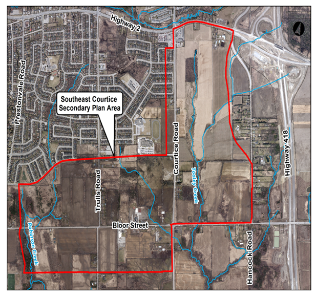 Map of Southeast Courtice Secondary Plan area