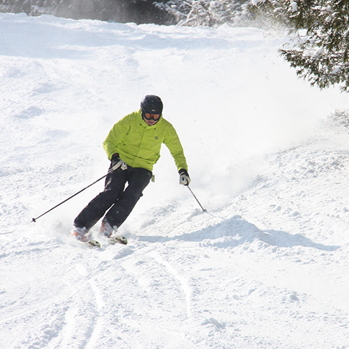 A person skiing