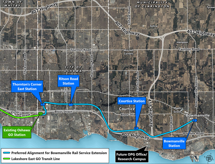 Proposed GO Train Extension Route