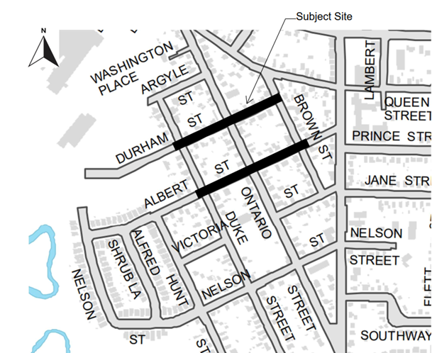 Map showing the work area