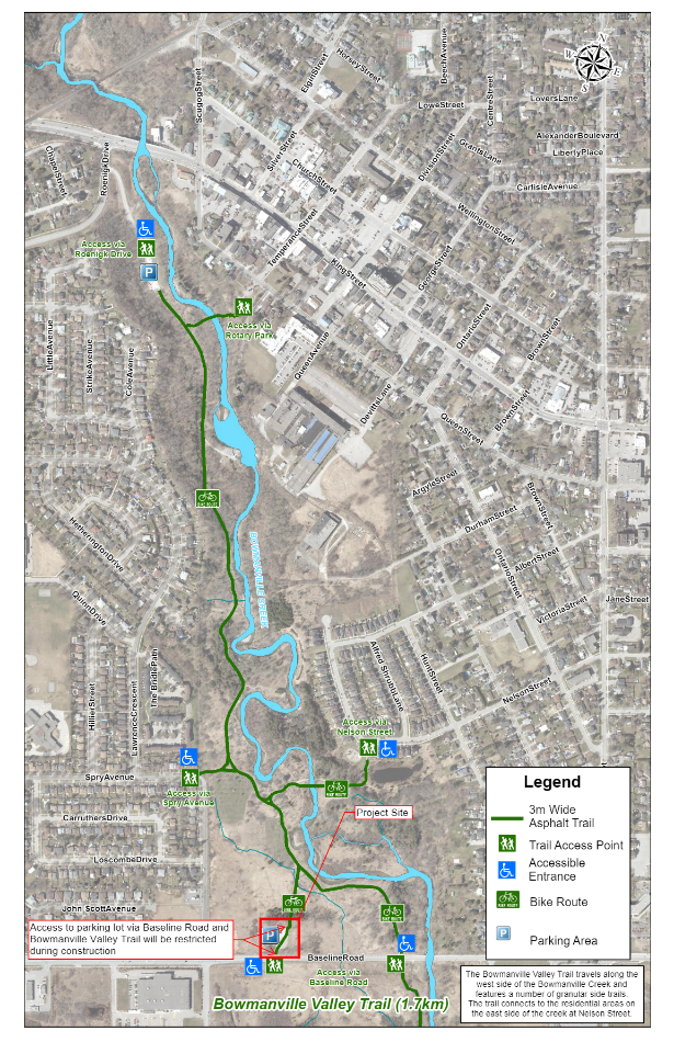 Bowmanville Creek Trail access points map