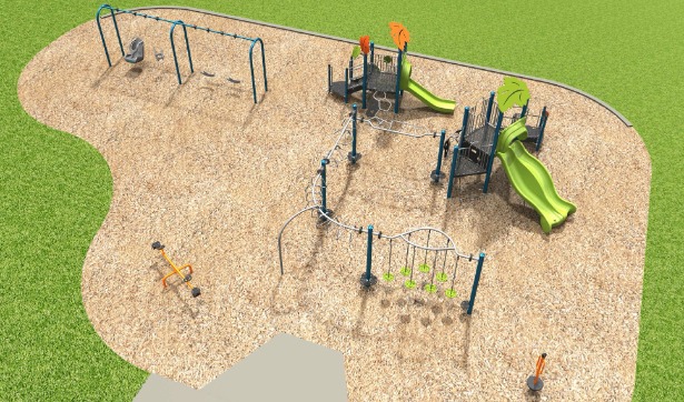 Concept drawing of Burketon Park playground equipment.