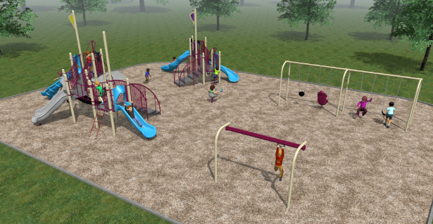 Photo above: Concept drawing of Ina Brown Parkette playground equipment.