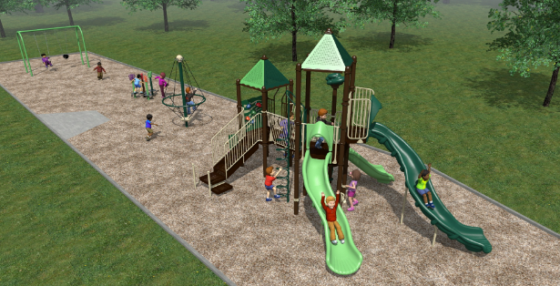 Concept drawing of Peters Pike Parkette playground equipment.