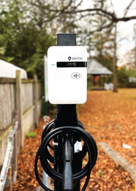 A new electric vehicle charger at the Clarington Library Museum and Archives – Orono Library. 