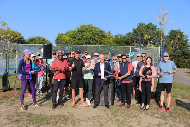 Clarington Mayor Adrian Foster and members of Council held a ribbon-cutting ceremony to officially reopen Stuart Park. They were joined by municipal staff, members of local pickleball clubs and 55+ Active Adults.