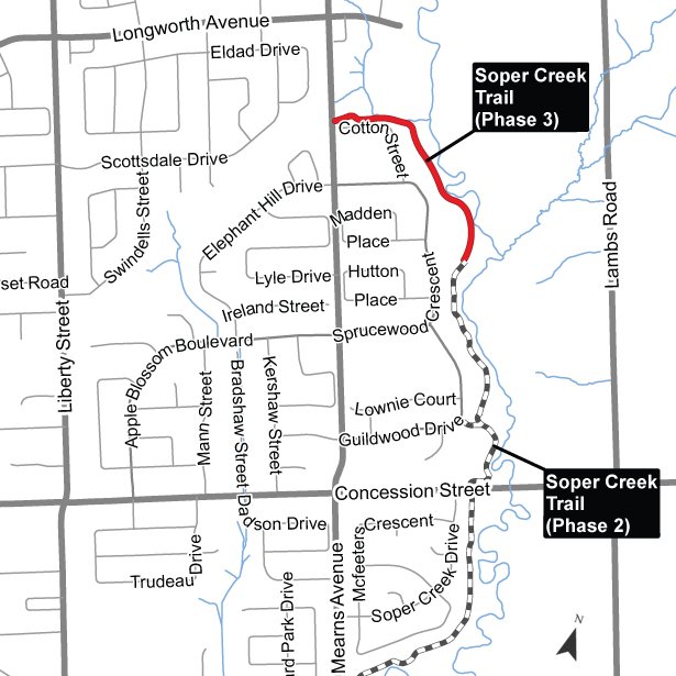 Map of Soper Creek Trail Closure