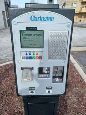 New parking meter located in the King Street parking lot