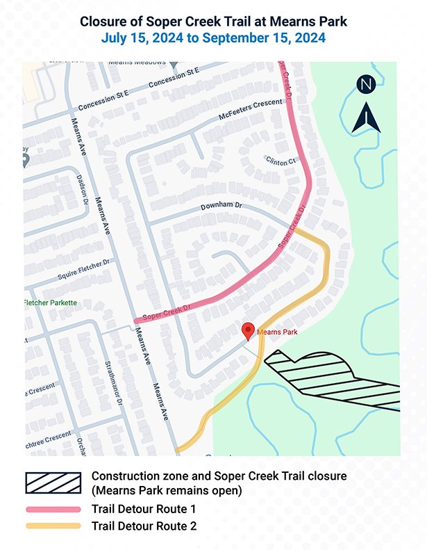 Map showing key closures.