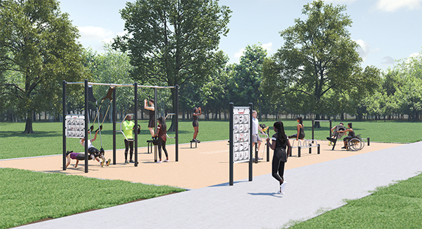 Rendering of the new accessible fitness area.
