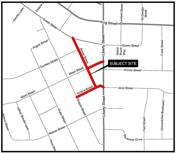 Map showing key road closures.