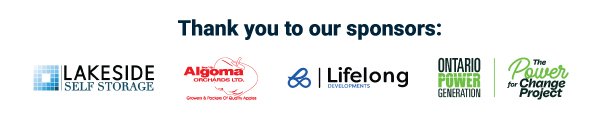 Sponsor logos:Lakeside Self Storage, Algoma Orchards, Lifelong Development and OPG