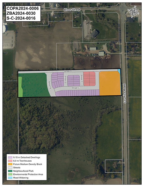 Map showing proposed development area