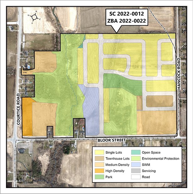 Map showing proposed development area