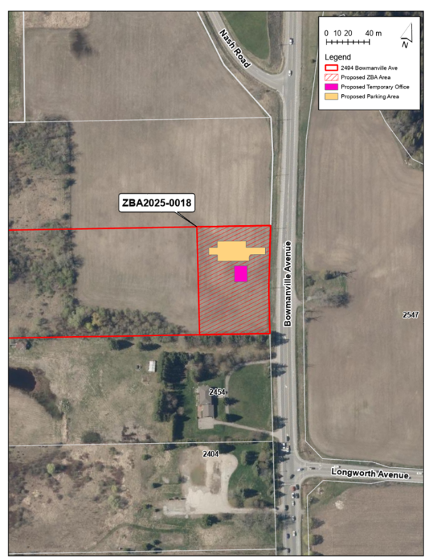Map showing proposed development area