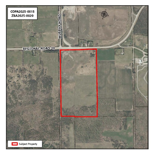 Map showing proposed development area
