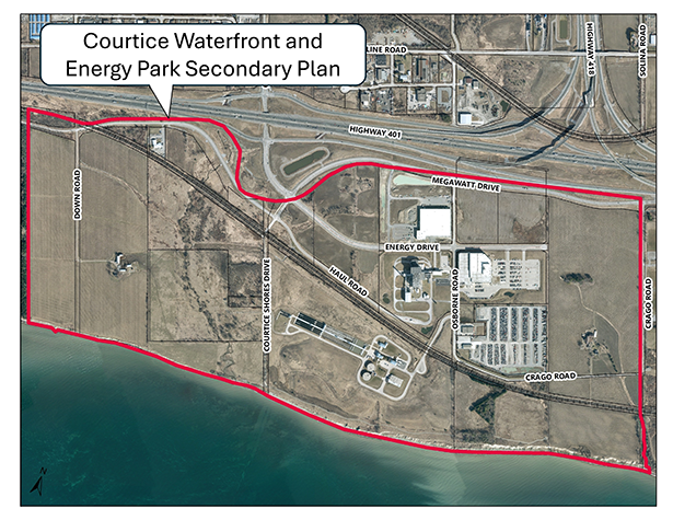 Map showing the secondary plan area
