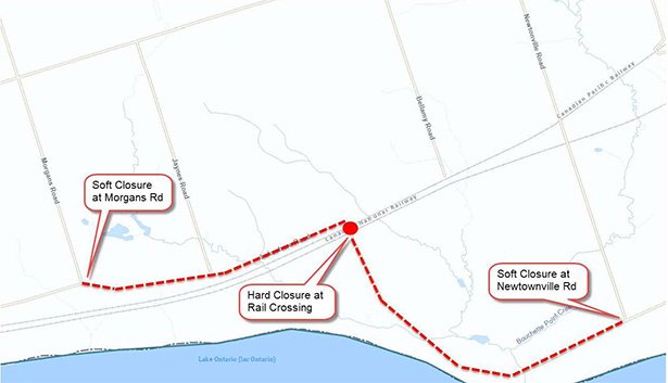 Map showing key road closures.