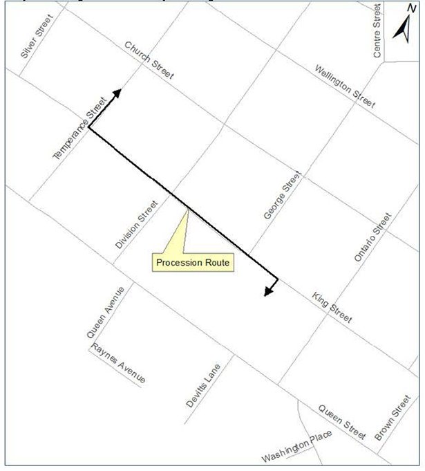 Map showing key road closures.