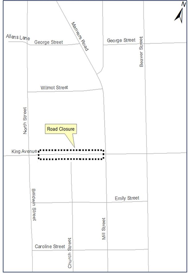 Map showing key road closures.