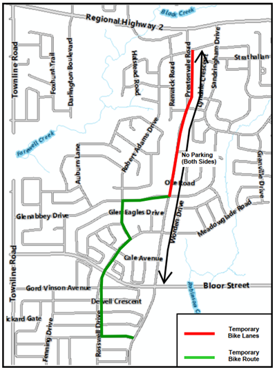 Prestonvale Road Bike Lane Route