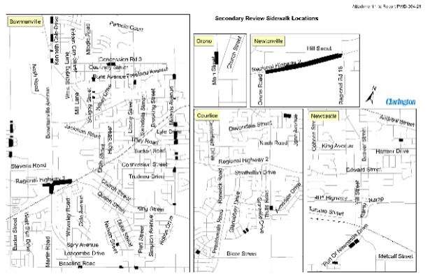 Map of secondary review sidewalk plans