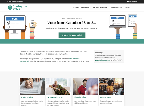 Screenshot of the Clarington Votes website