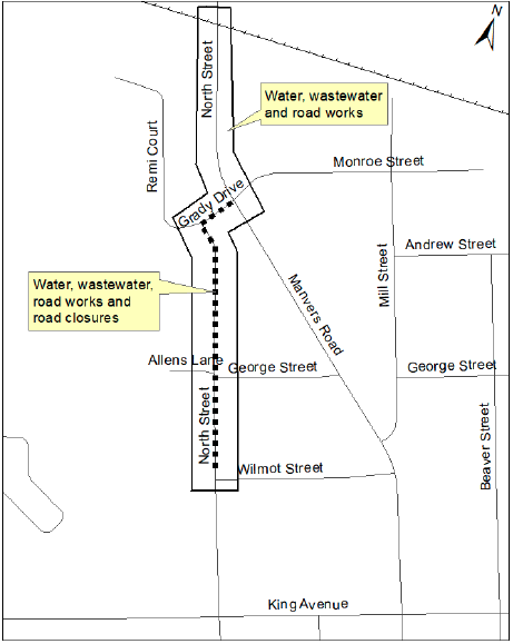 Map of North Street closure area