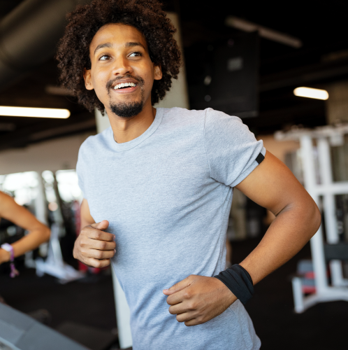 People running on the treadmill.