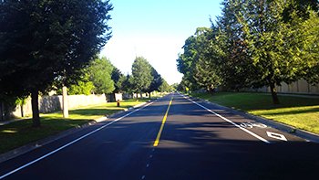 Photo of dedicated bike lanes on Mearns Avenue