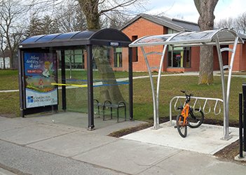 Bike Shelter outside of the Clarington Public Library - Newcastle Branch