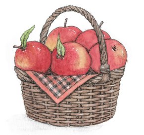 Illustration of a basket of apples