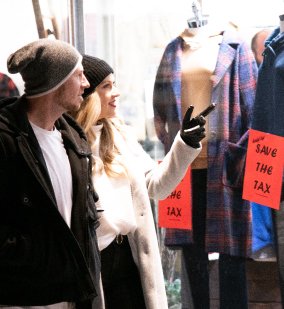 Couple shopping in downtown Bowmanville