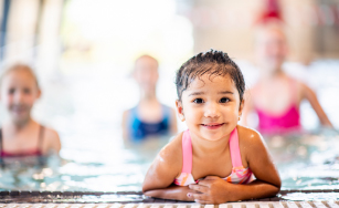 Girls in a swimming pool for a lesson