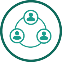 Accountability icon - circle with three people around it.