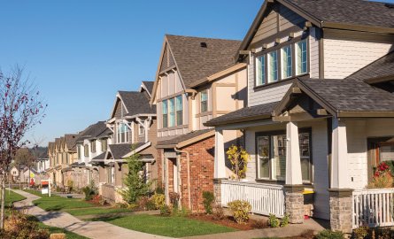 Row of houses on a suburban street 