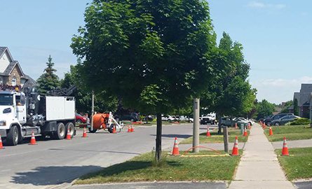 Utility work on a Clarington boulevard