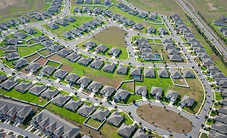 Aerial view of a subdivision