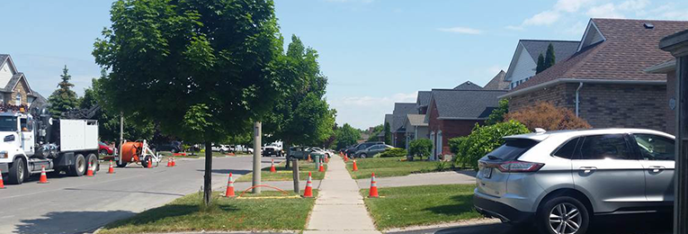 An urban subdivision where broadband is being installed