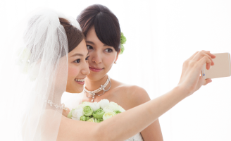 Brides taking a selfie