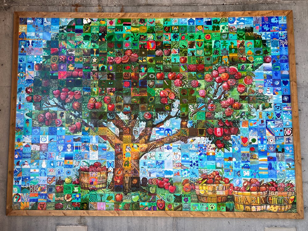 Photo of the completed mosaic mural