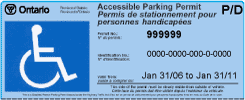 Example of Accessible Parking Permit