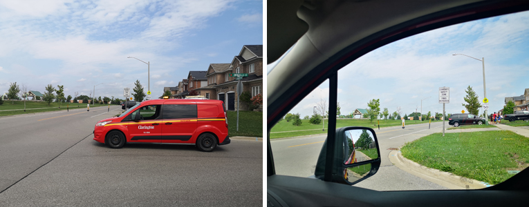 Car stopped at stop sign that has eased forward for better visibility