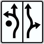 Roundabout sign: Lane guide