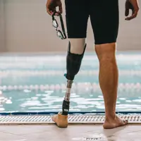 Disabled man at the pool.