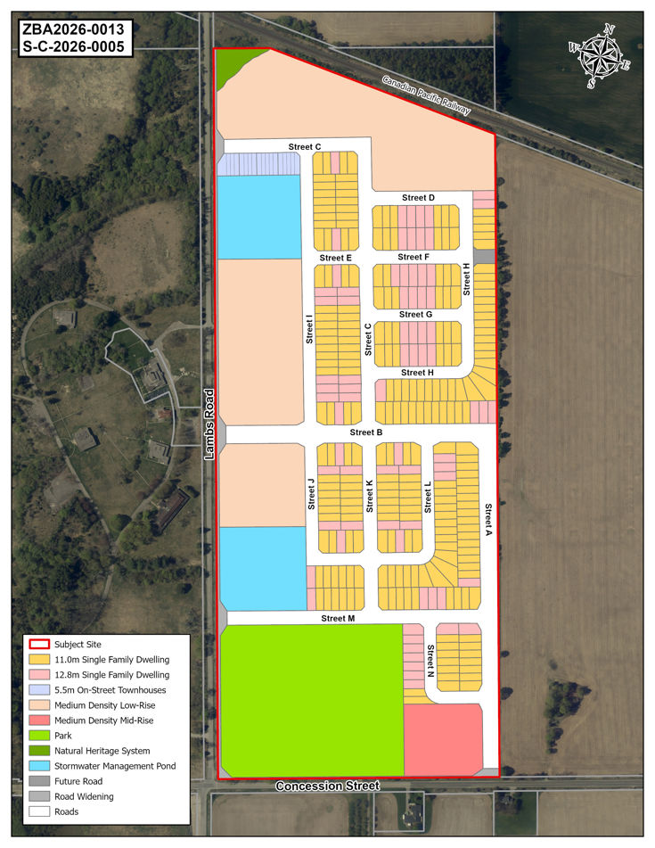 Map showing proposed development area.