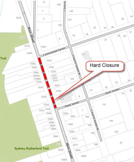 Map showing key road closures.
