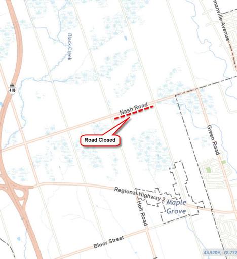 Road closure on Nash Road.