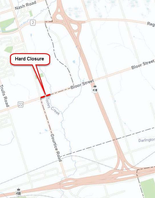 Map showing key road closures.